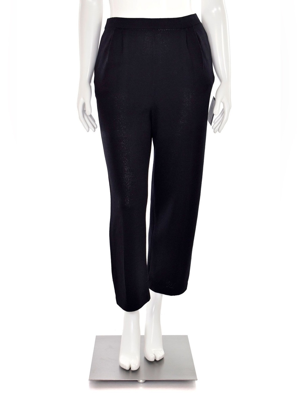 St. John Basics Black Santana Knit Pleated Front Pants size 8 wool blend